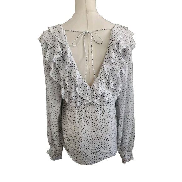 Anthropologie Hutch Ruffle Double V Neckline Smocked Sleeve Medium - Picture 7 of 11